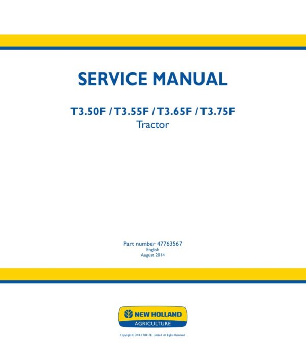 Service manual New Holland T3.50F, T3.55F, T3.65F, T3.75F Tractor | 47763567