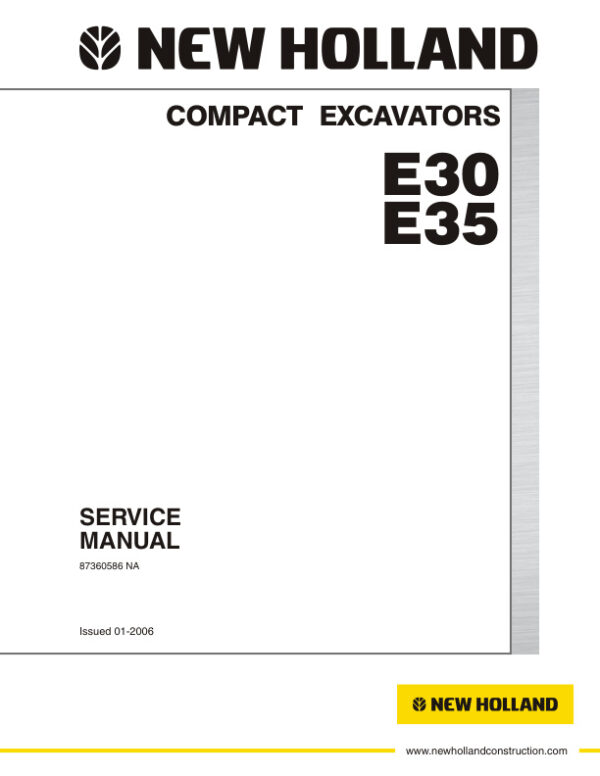 Service manual New Holland E30, E35 Compact Excavator | 87360586