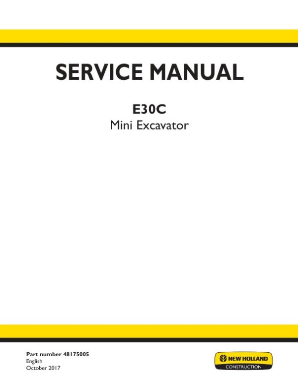 Service manual New Holland E30C Mini Excavator | 48175005