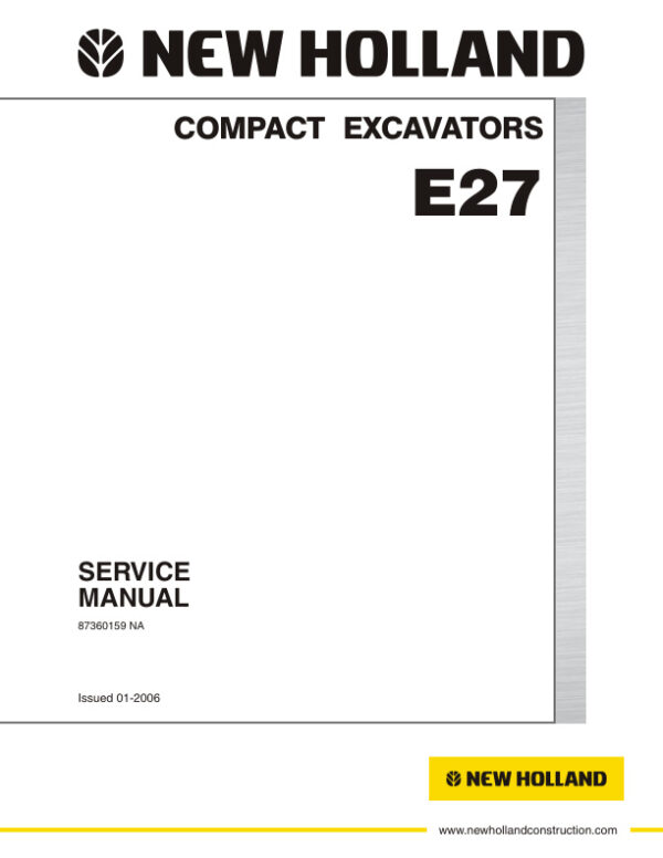 Service manual New Holland E27 Compact Excavator | 87360159