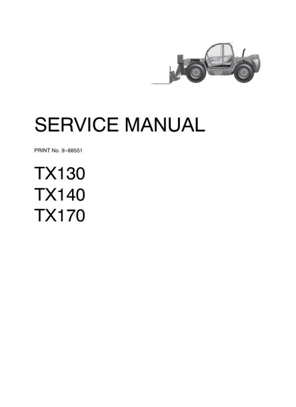 Service manual Case TX130, TX140, TX170 Telescopic Handlers | 9-88551