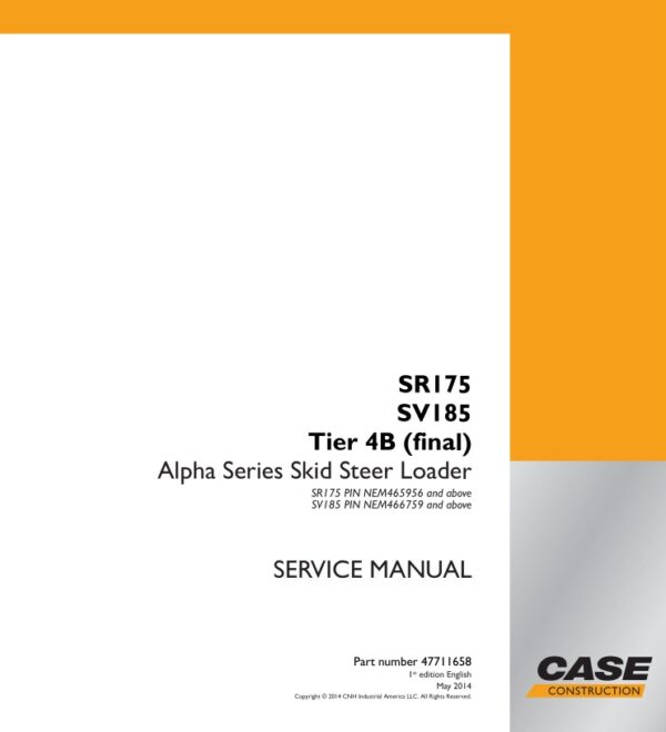 Service manual Case SR175, SV185 Tier 4B (final) | 47711658