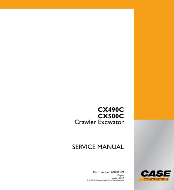 Service manual Case CX490C, CX500C Crawler Excavator | 48098399