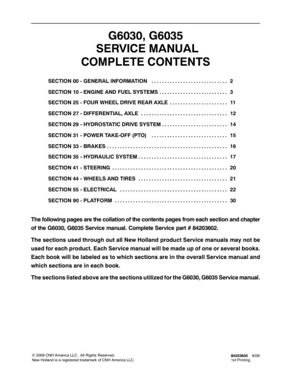 Service manual New Holland G6030, G6035 | 84203605