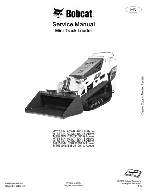 Service manual Bobcat MT52, MT55 Mini Track Loader | 6986859