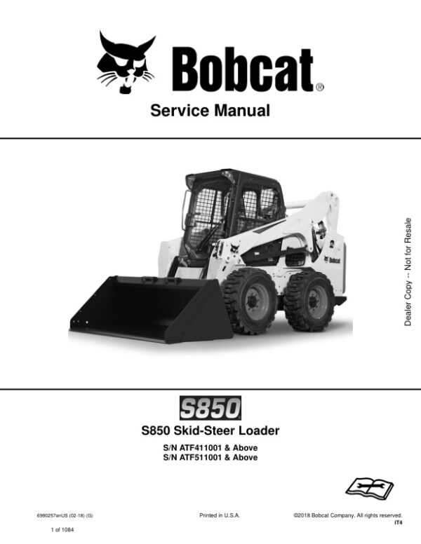 Service manual Bobcat S850 ATF411001 ATF511001 & Up | 6990257