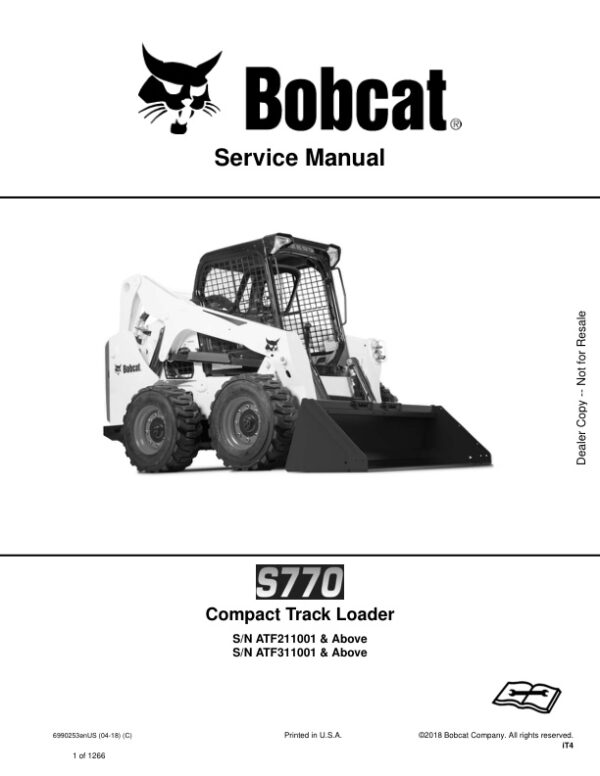 Service manual Bobcat S770 ATF211001 ATF311001 & Up | 6990253