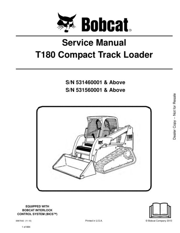 Service manual Bobcat T180 531460001 531560001 & Up | 6987042
