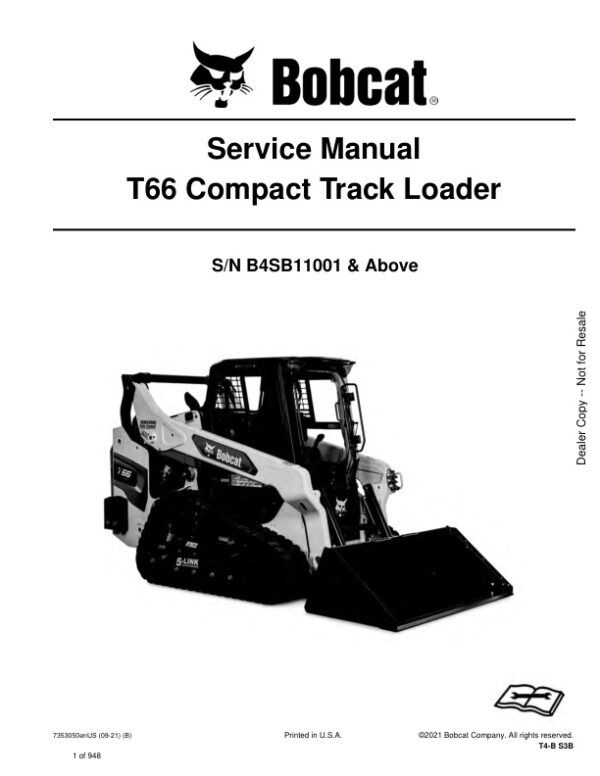 Service manual Bobcat T66 B4SB11001 & Up | 7353050