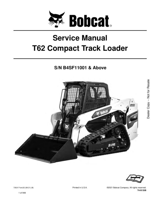 Service manual Bobcat T62 B4SF11001 & Up | 7353171