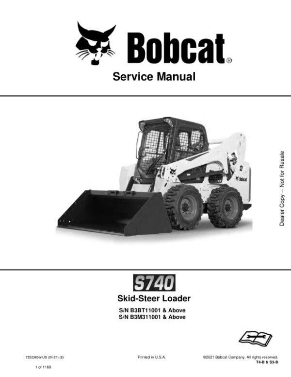 Service manual Bobcat S740 B3BT11001 B3M311001 & Up | 7252363