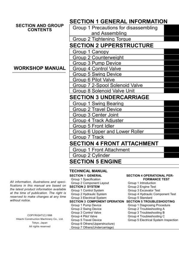 Service manual Hitachi EX55UR-3 Excavator | W-555E-00