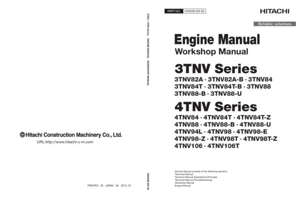 Service manual Hitachi 3TNV, 4TNV Series Engines | EWADB-EN-00