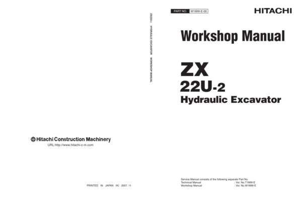 Service manual Hitachi ZX22U-2 Excavator | W1MW-E-00