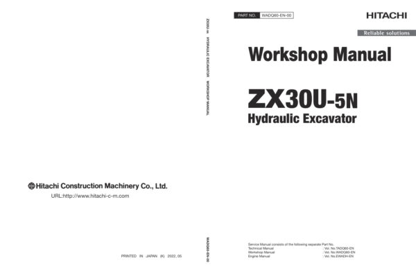 Service manual Hitachi ZX30U-5N Excavator | WADQ60-EN-00 (2023.03.31)