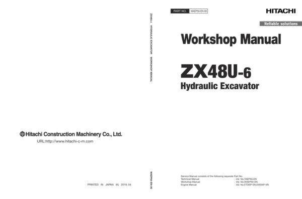 Service manual Hitachi ZX48U-6 Excavator | WAEP50-EN-00 (2019.04.25)
