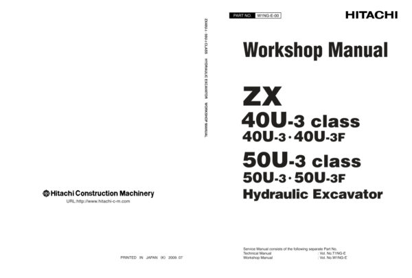 Service manual Hitachi ZX40U-3, ZX40U-3F, ZX50U-3, ZX50U-3F | W1NG-E-00