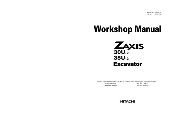 Service manual Hitachi ZX30U-2, ZX35U-2 Excavator | KM-1M7-E