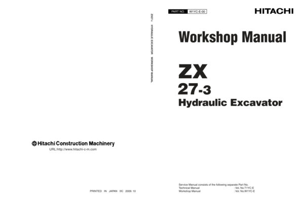 Service manual Hitachi ZX27-3 Excavator | W1YC-E-00