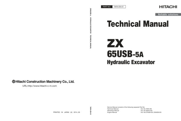 Technical Manual Hitachi ZX65USB-5A Excavator | TAFA-EN-01 (2018.11.16)