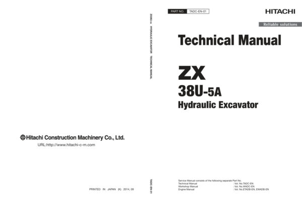 Technical Manual Hitachi ZX38U-5A Excavator | TADC-EN-01