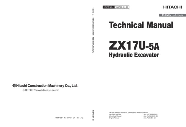 Technical Manual Hitachi ZX17U-5A Excavator | TABA90-EN-00