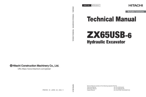 Technical Manual Hitachi ZX65USB-6 Excavator | TAFF50-EN-01 (2023.12.07)