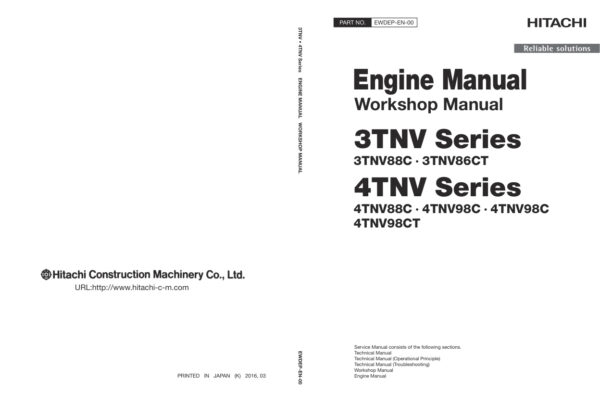 Service manual Hitachi 3TNV, 4TNV Series Engines | EWDEP-EN-00