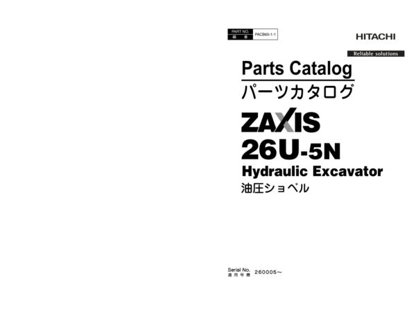 Parts Catalog Hitachi ZX26U-5N Excavator | PACB60-1-1