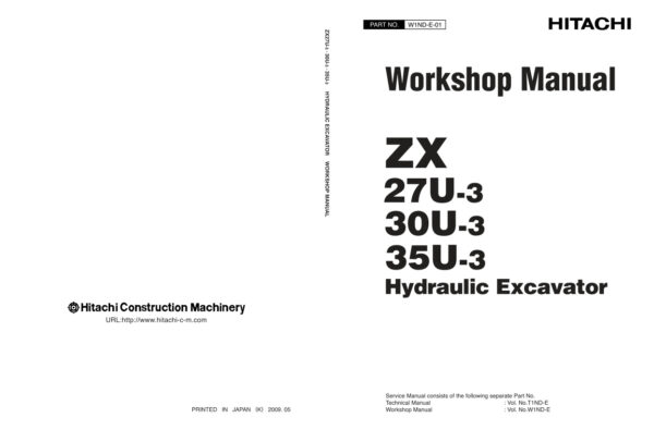 Service manual Hitachi ZX27U-3, ZX30U-3, ZX35U-3 Excavator | W1ND-E-01
