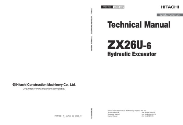 Technical Manual Hitachi ZX26U-6 Excavator | TACK50-EN-01 (2023.11.30)