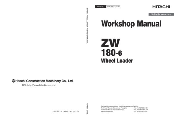 Service manual Hitachi ZW180-6 Loader | WPD850-EN-00