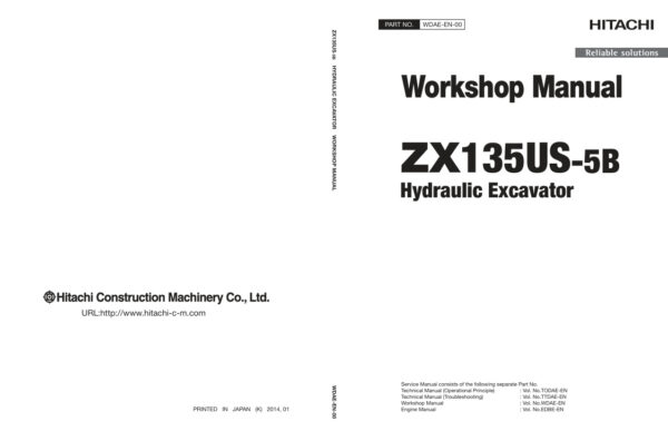 Service manual Hitachi ZX135US-5B Excavator | WDAE-EN-00 (2016.09.14)