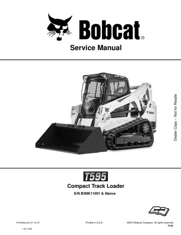 Service manual Bobcat T595 Loader B3NK11001 & Up | 7274929