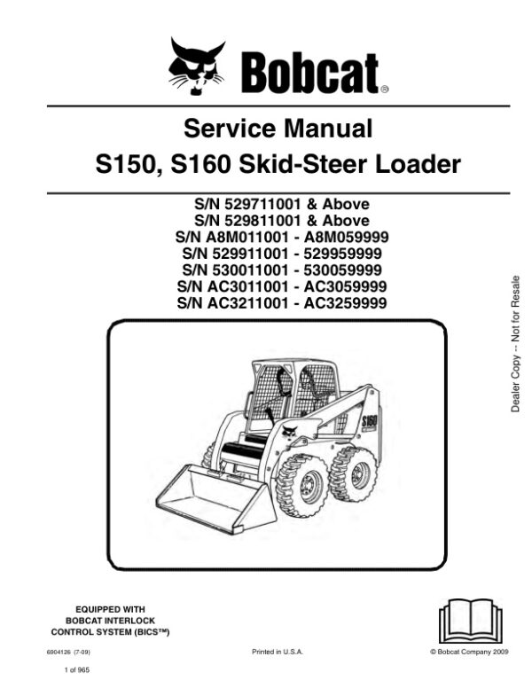 Service manual Bobcat S150, S160 Skid-Steer Loader | 6904126