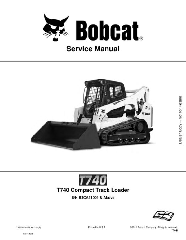 Service manual Bobcat T740 Loader B3CA11001 & Up | 7252367