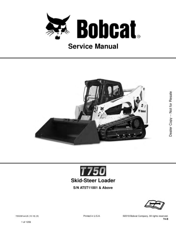 Service manual Bobcat T750 Loader AT5T11001 & Up | 7252381