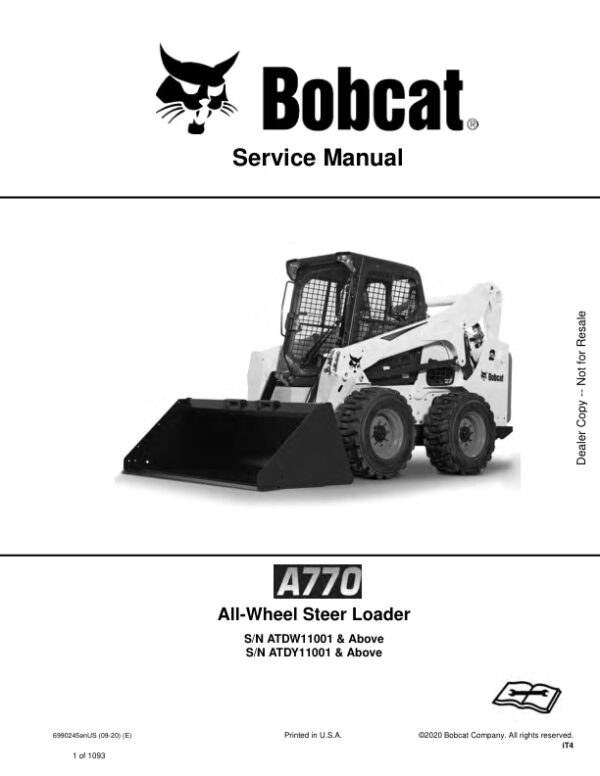 Service manual Bobcat A770 ATDW11001 ATDY11001 & Up | 6990245