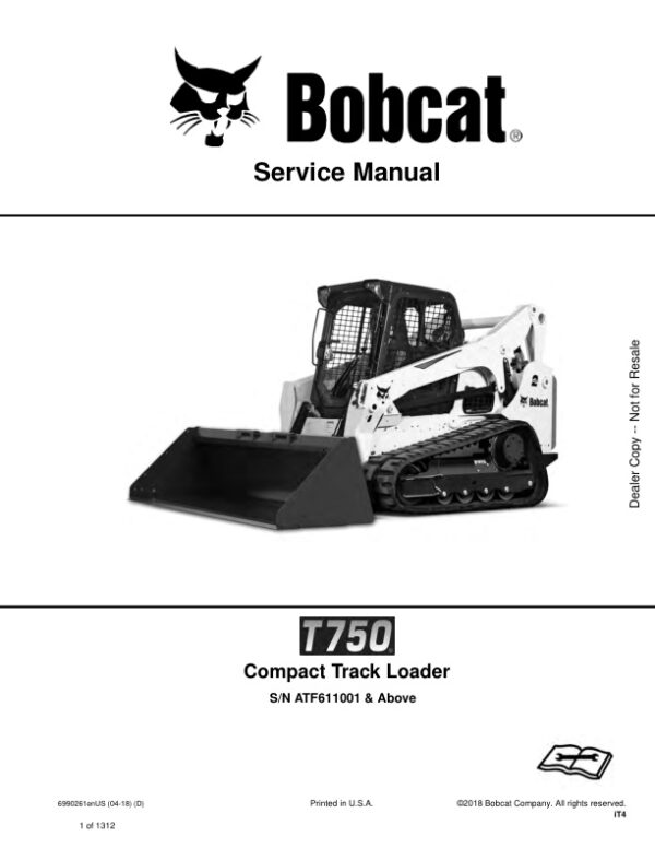 Service manual Bobcat T750 Loader ATF611001 & Up | 6990261