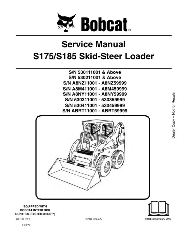 Service manual Bobcat S175, S185 Loader | 6904132