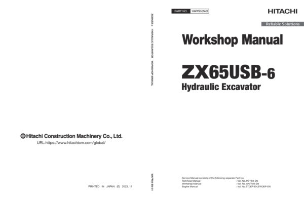 Service manual Hitachi ZX65USB-6 Excavator | WAFF50-EN-01