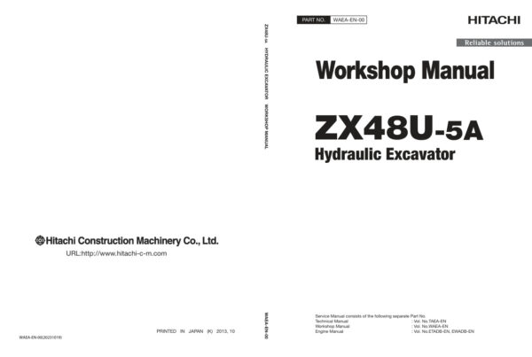 Service manual Hitachi ZX48U-5A Excavator | WAEA-EN-00