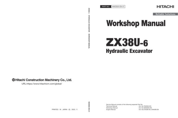 Service manual Hitachi ZX38U-6 Excavator | WADS50-EN-01