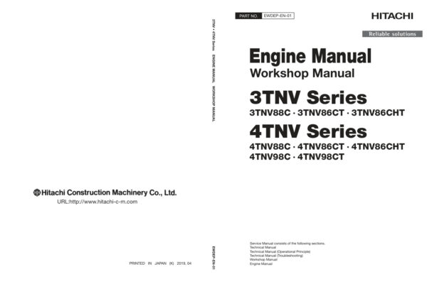 Service manual Hitachi 3TNV, 4TNV Series Engines | EWDEP-EN-01