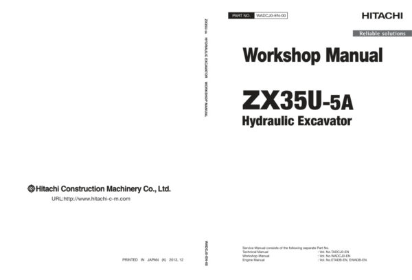 Service manual Hitachi ZX35U-5A Excavator | WADCJ0-EN-00