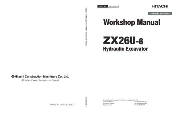 Service manual Hitachi ZX26U-6 Excavator | WACK50-EN-01
