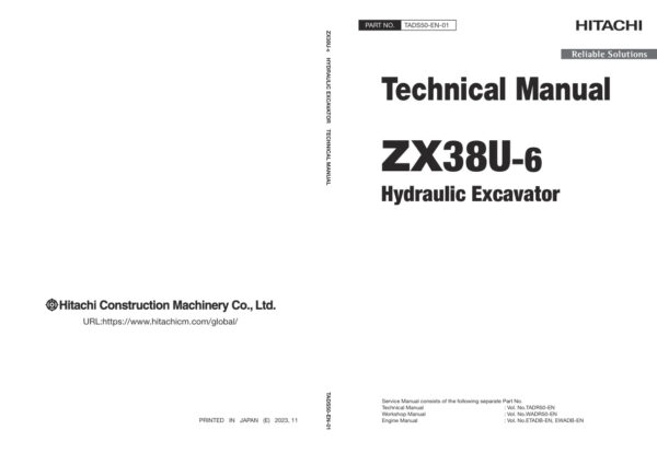 Technical Manual Hitachi ZX38U-6 Excavator | TADS50-EN-01 (2023.12.04)