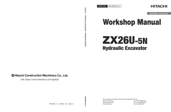 Service manual Hitachi ZX26U-5N Excavator | WACB60-EN-01 (2023.12.27)