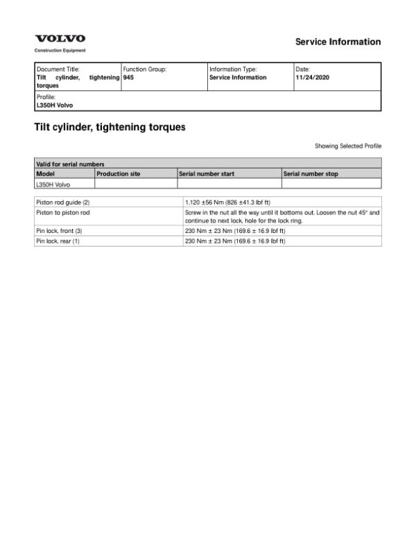 Service manual Volvo L350H Wheel Loader