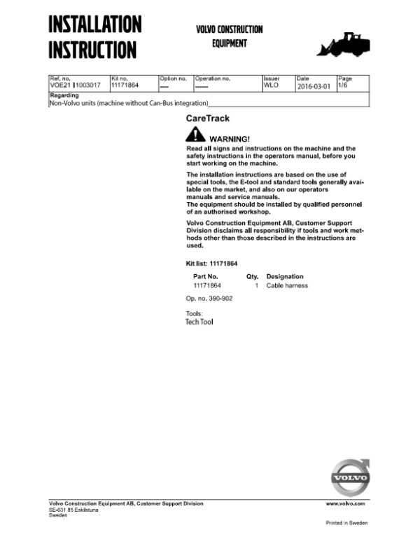 Service manual Volvo BM L70 Wheel Loader | 2016